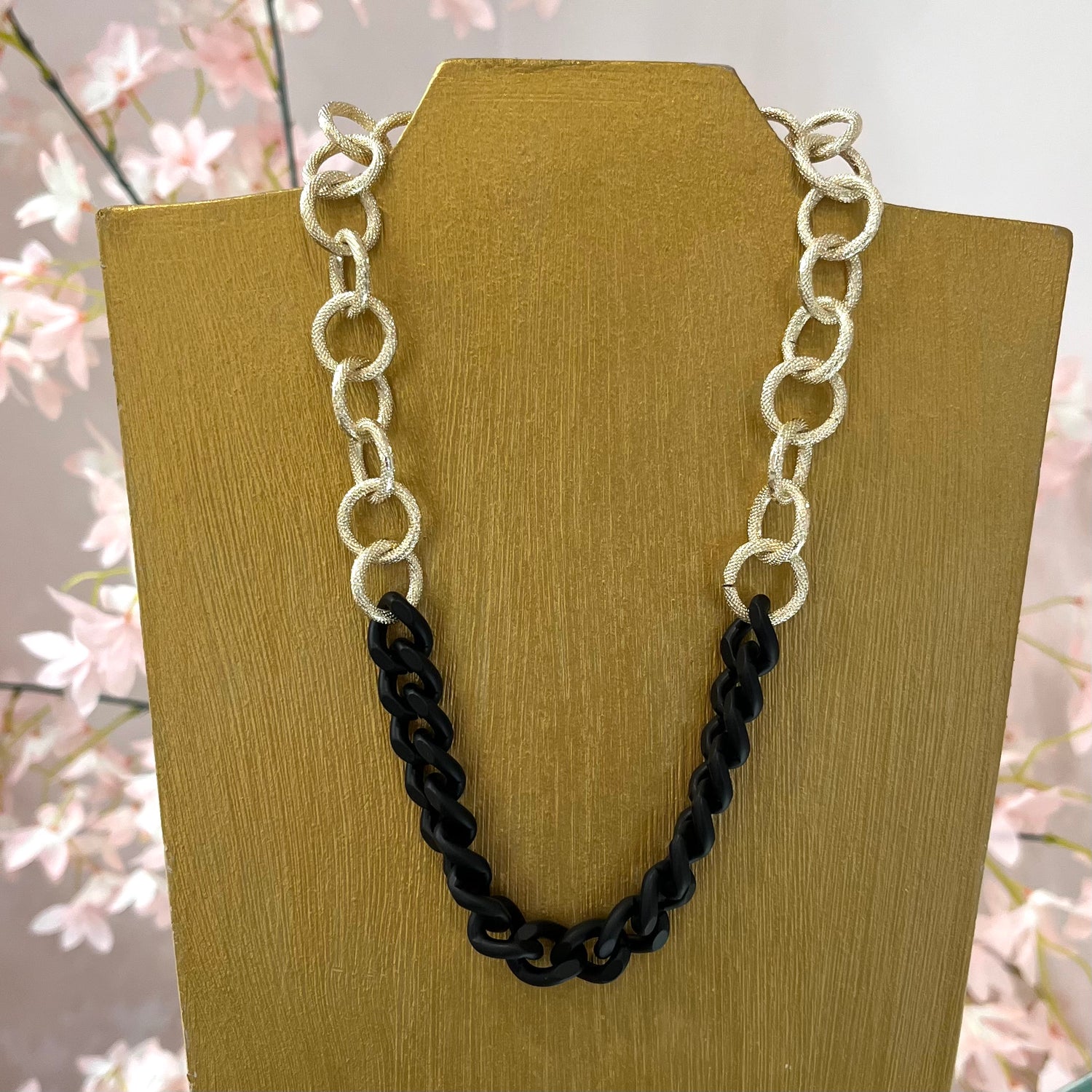 Gold and Black Chain Link Necklace