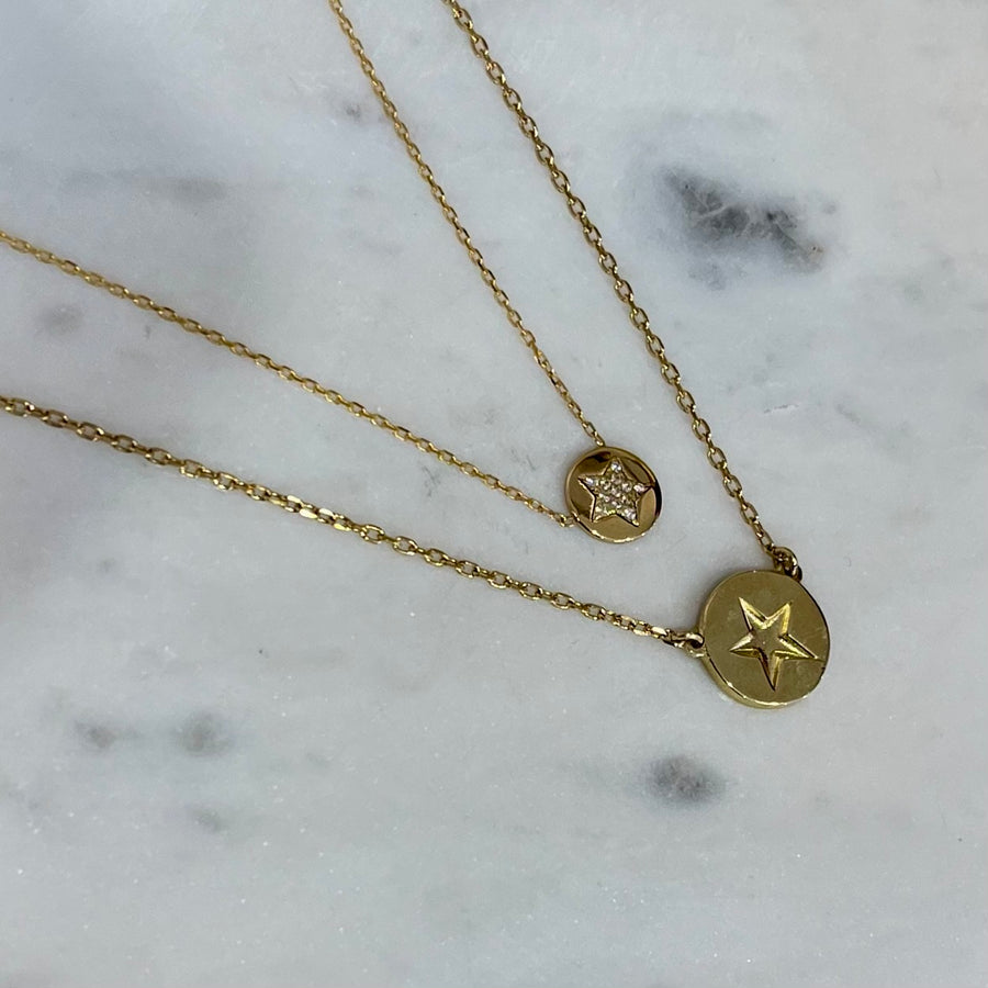 Star Disc 9ct Gold Necklace