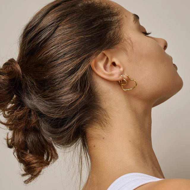 Organic Heart Small Hoops