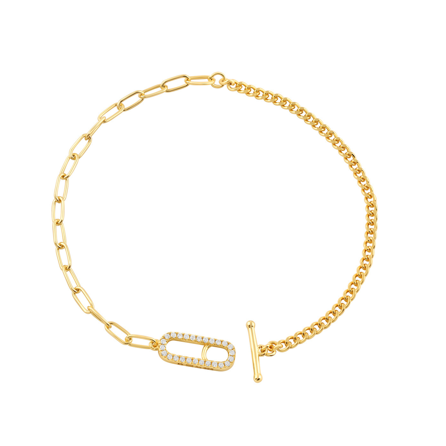 Alchemy Paperclip Curb Fob Bracelet Gold