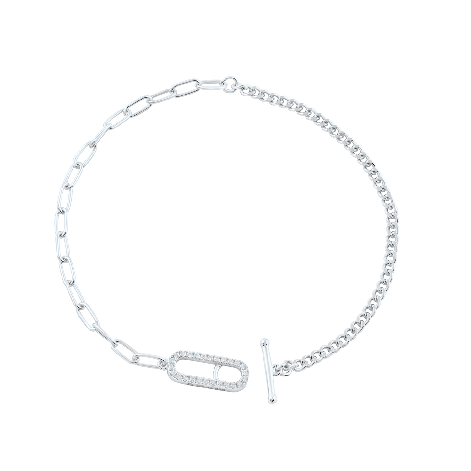 Alchemy Paperclip Curb Fob Bracelet Silver