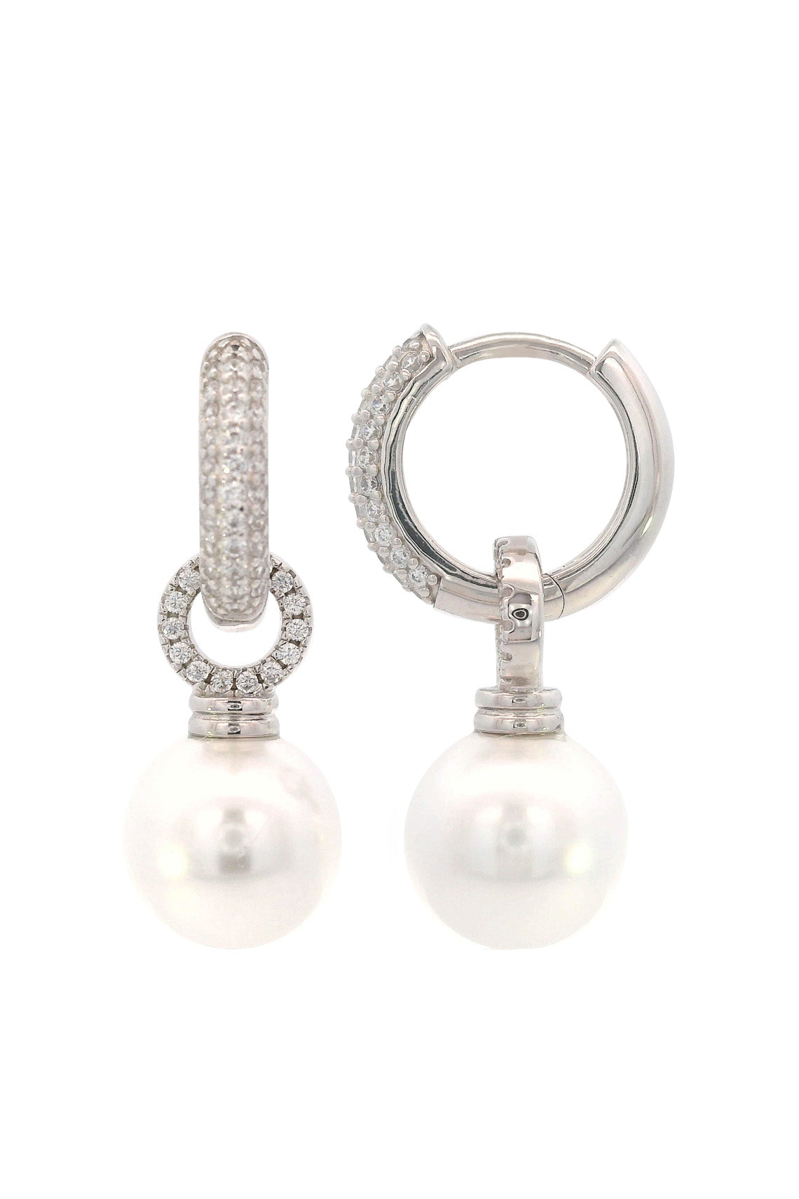 Adagio Duo Hoop Pearl Earring Silver