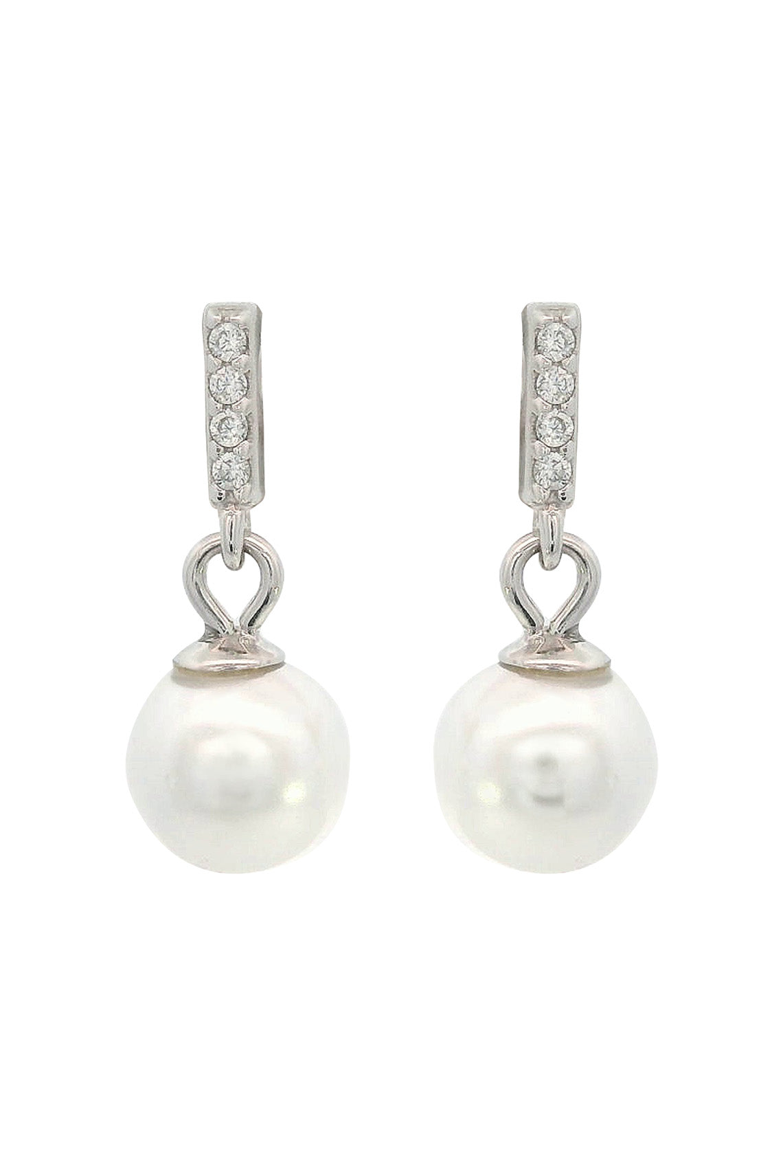 Adagio Effortless Glow Bar Dangle Pearl Earrings Silver