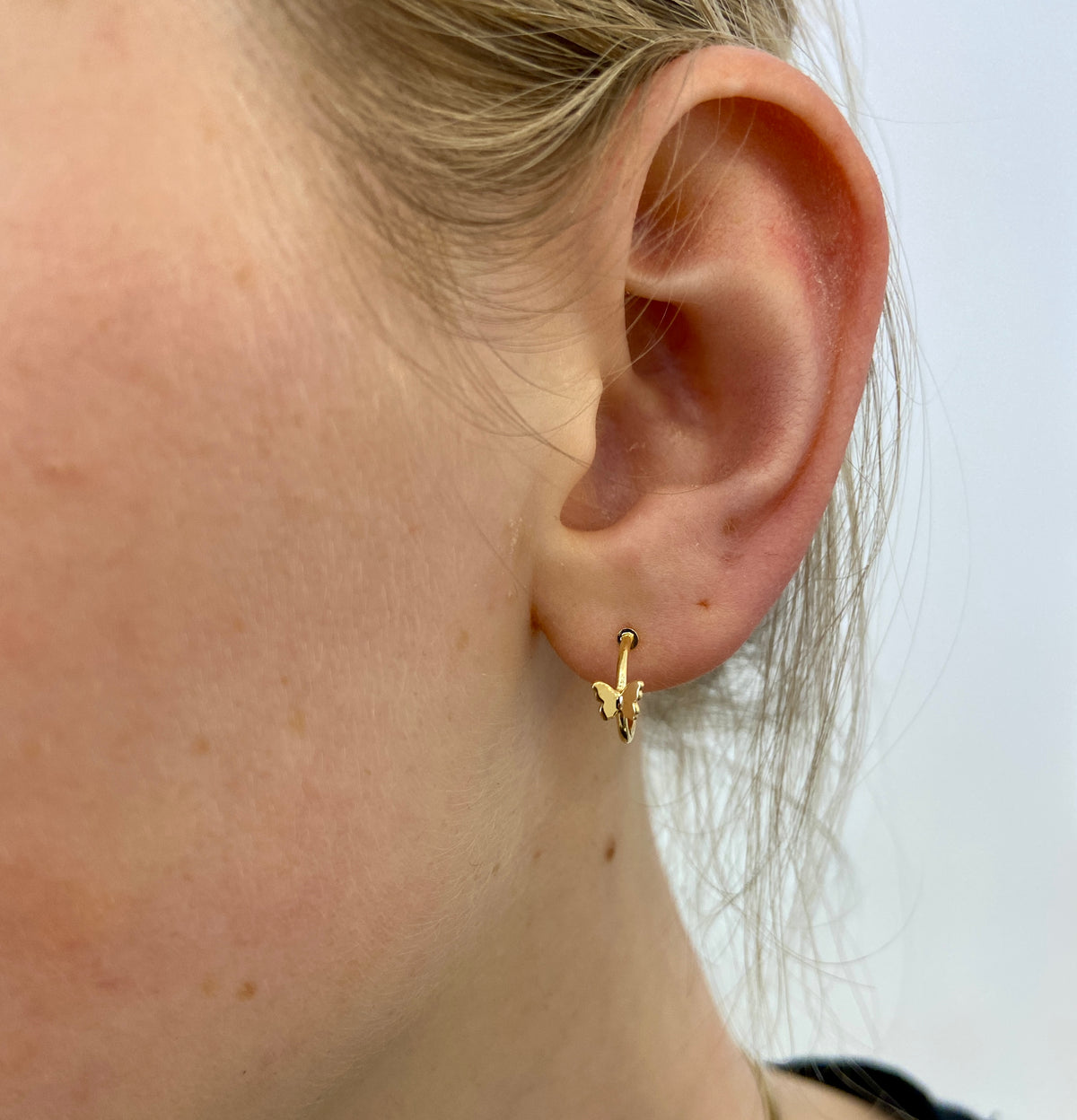 Butterfly Hoop Necklace; 9ct Gold Jewellery; Delicate Jewellery