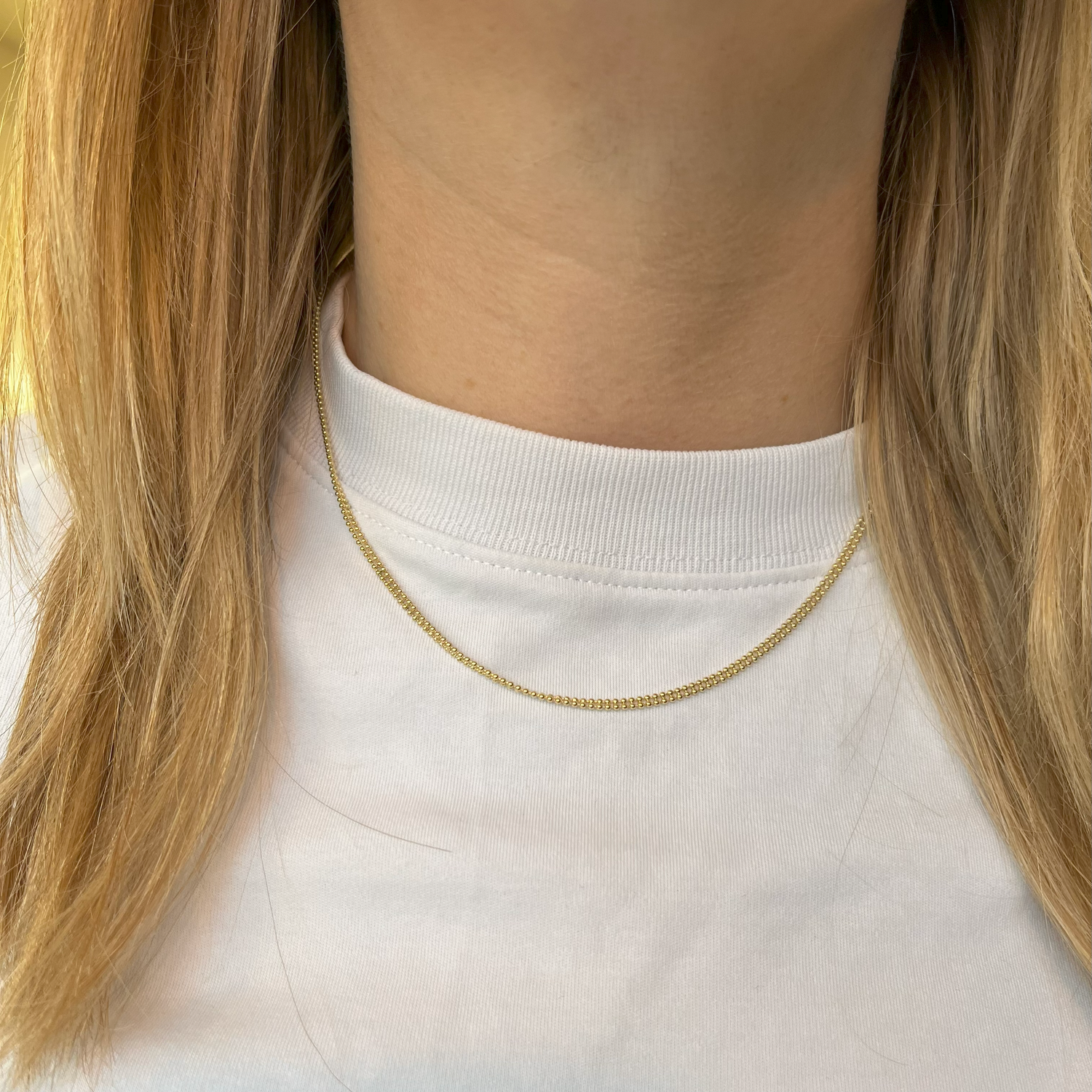 Double 9ct Bead Chain Gold Necklace