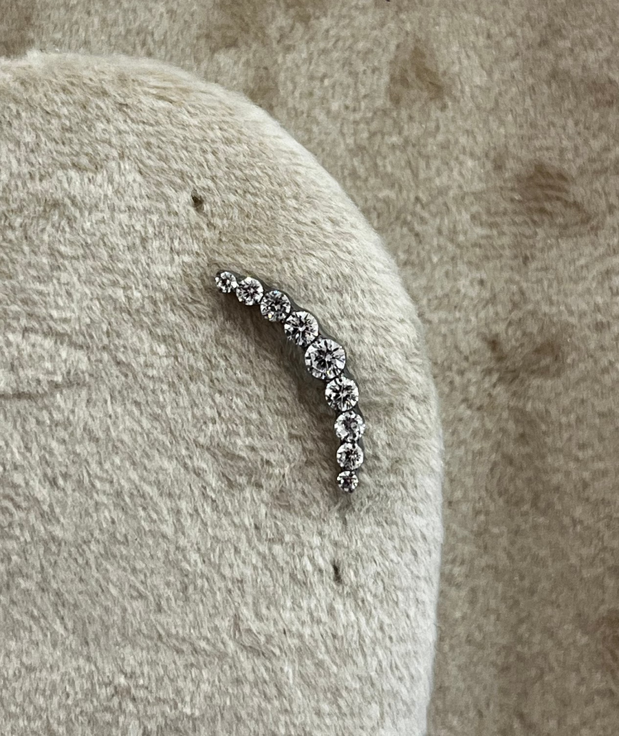 9-Gem long curved helix earring