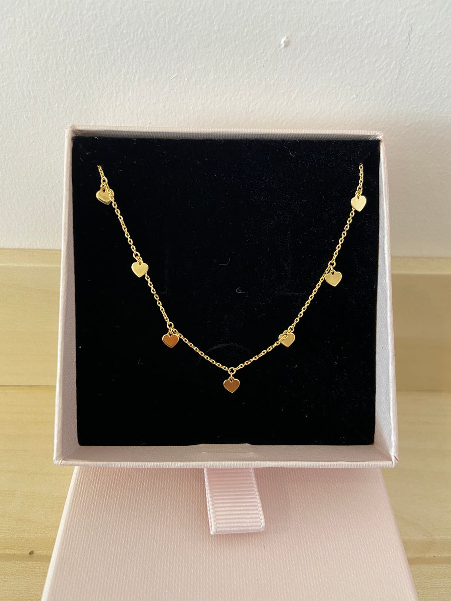 Multi Heart 9ct Gold Necklace