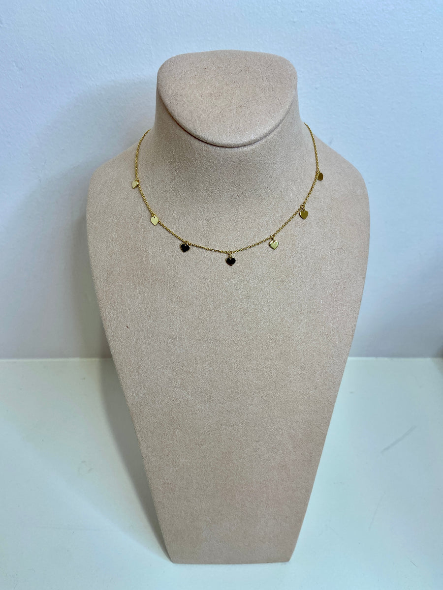 Multi Heart 9ct Gold Necklace