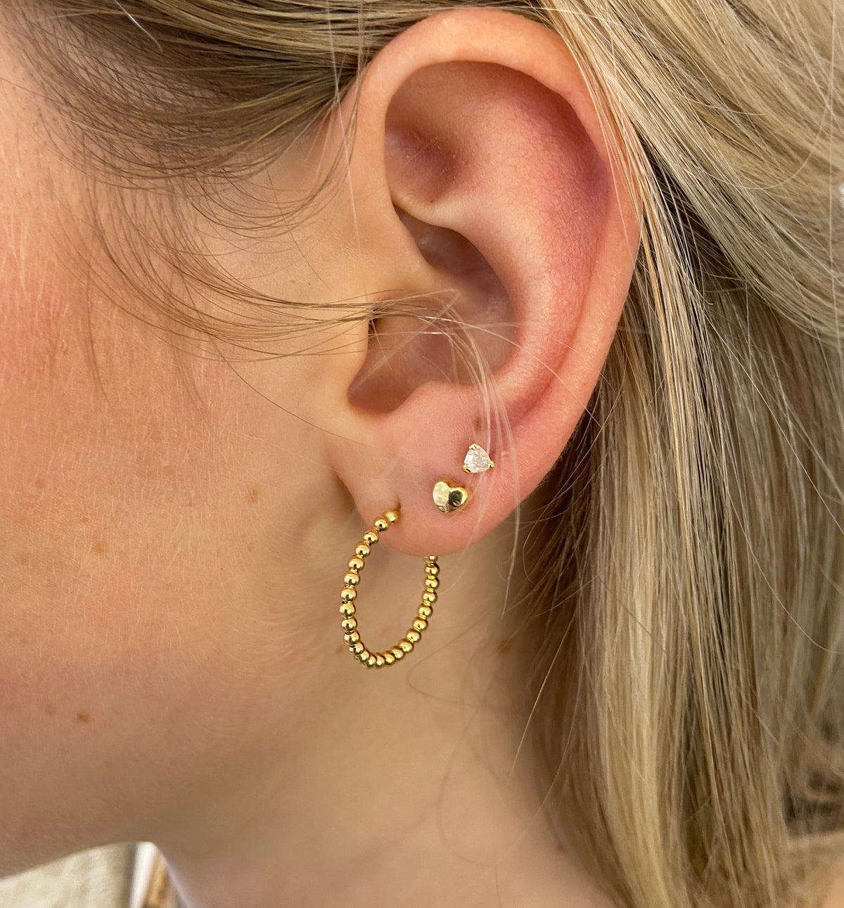 Band of Ball hoop earrings; 9ct Gold; Hoop earrings