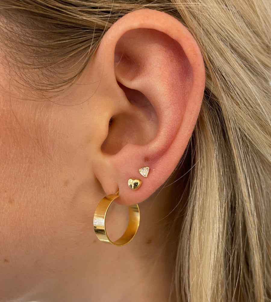thick hoop earring; 9ct gold hoop earring