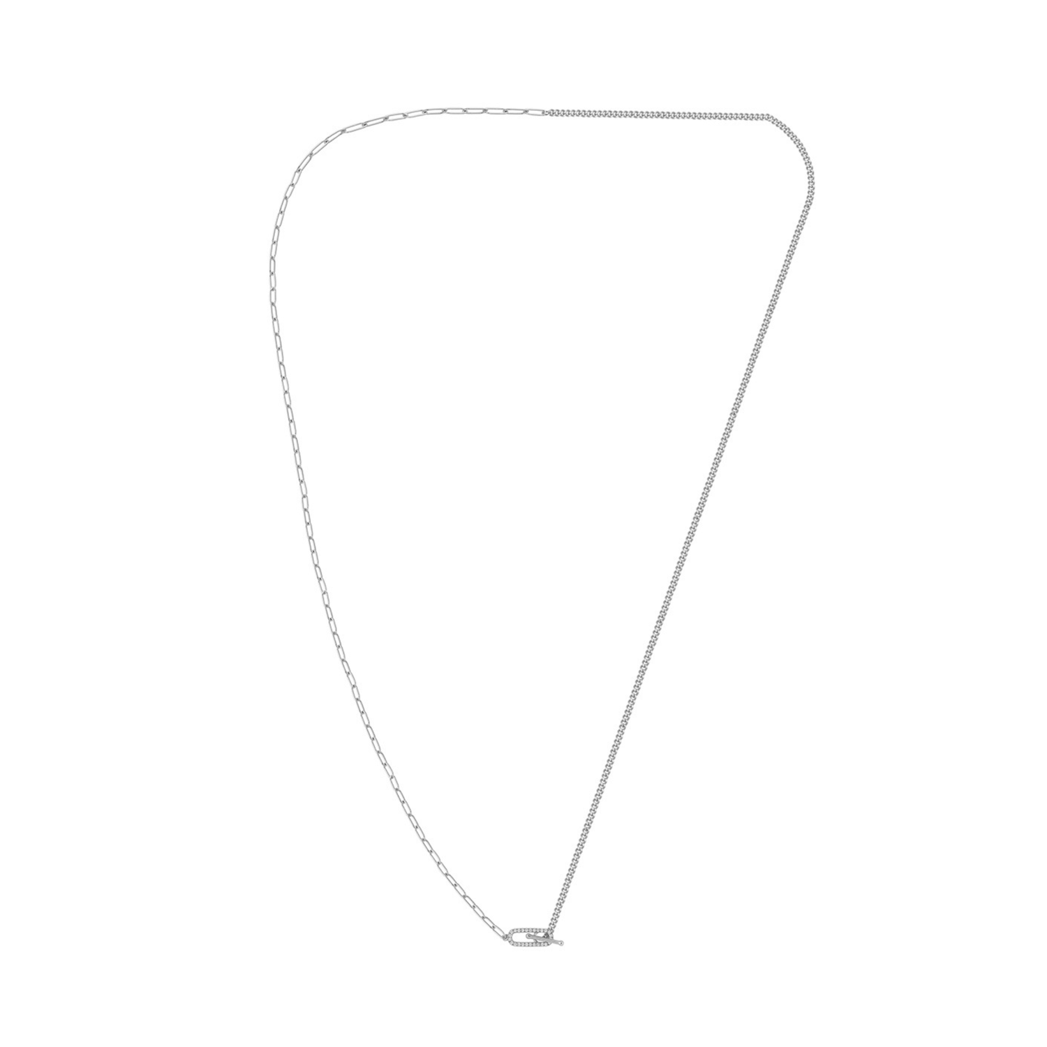 Alchemy Paperclip Curb Fob Necklace Silver