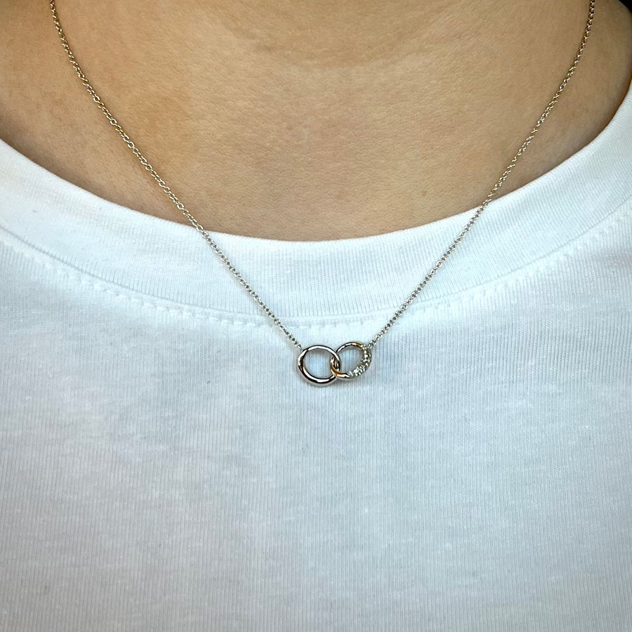 Interlocking Circle Diamond Necklace in 9ct White Gold