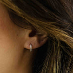 Small thick CZ Stone Huggie Hoop Earring. 925 Sterling Silver and 18ct Gold Plated