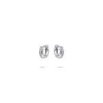 Staple small CZ Stone  huggie hoop earring. 925 Sterling Silver and 18ct Gold Plated.