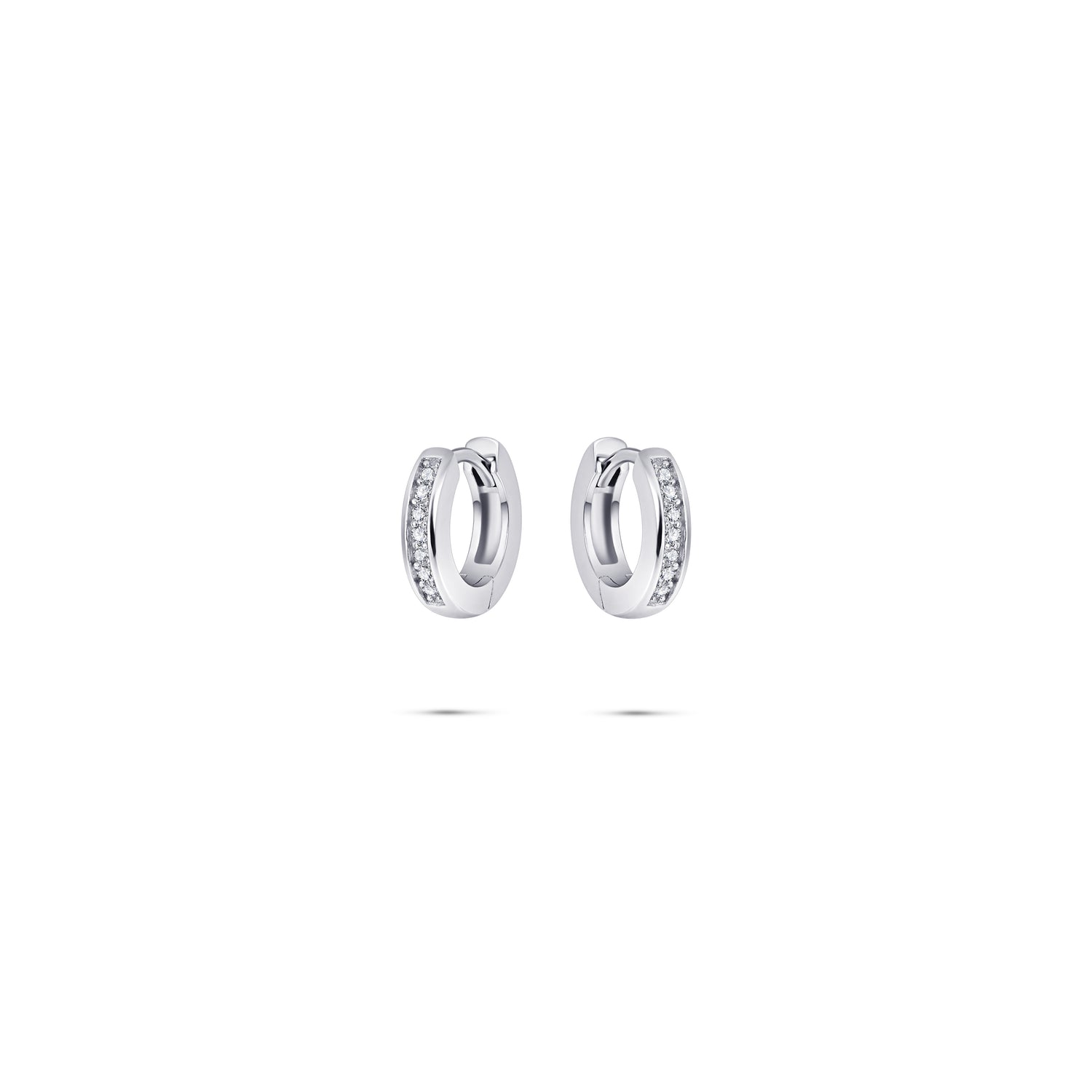 Medium sparkle hoop huggie style earring. 925 Sterling Silver and 18ct Gold Plated.