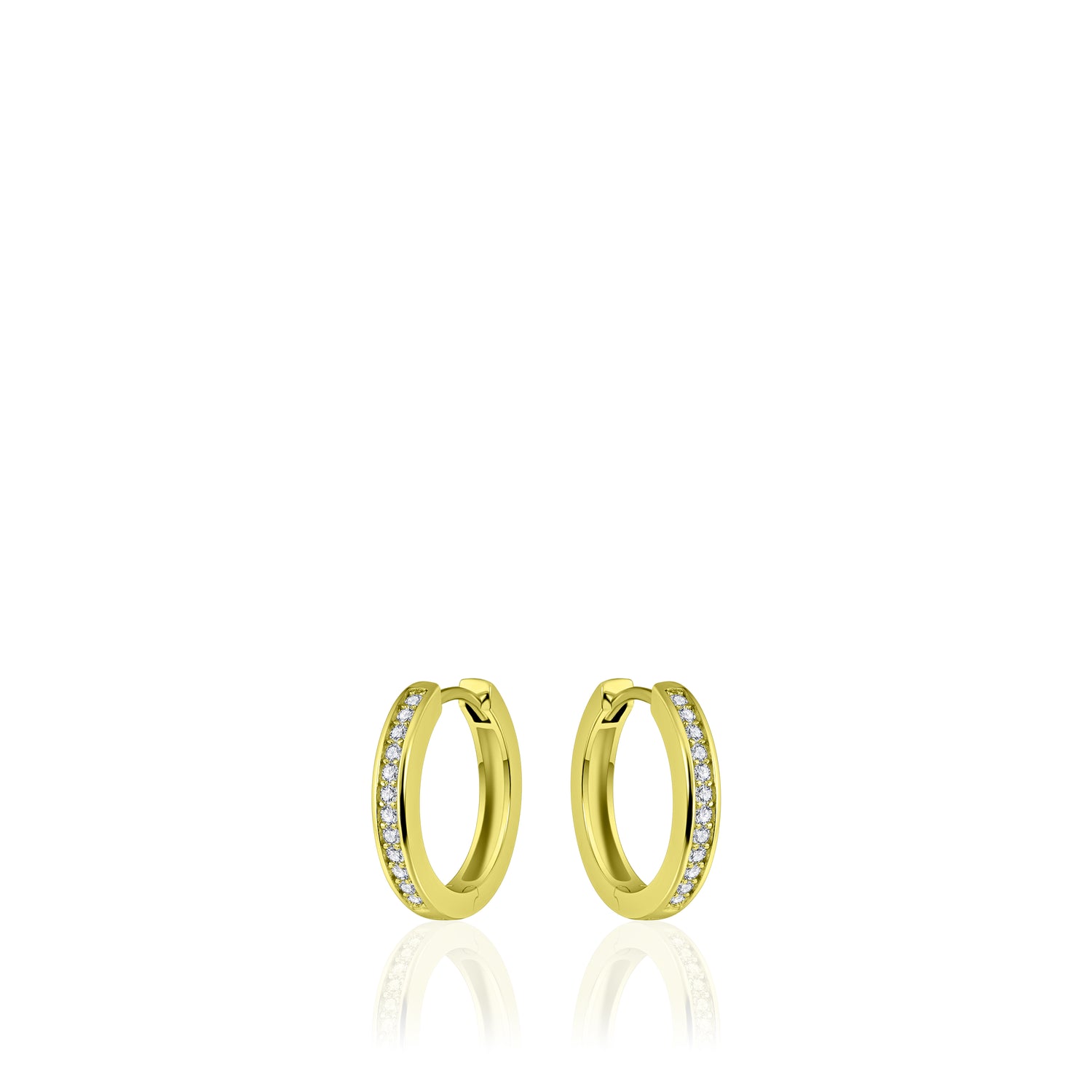 Sparkle CZ Stone Hoop Huggie Style Earring. 925 Sterling Silver and 18ct Gold Plated.