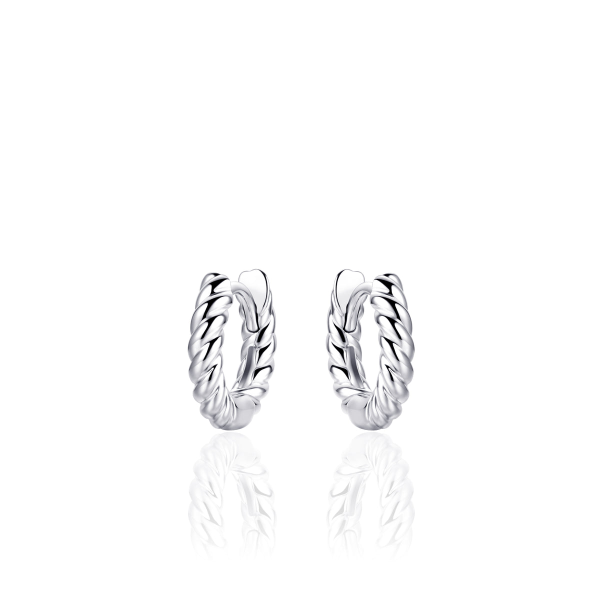 Staple small twist huggie hoop earring. 925 Sterling Silver and 18ct Gold Plated.