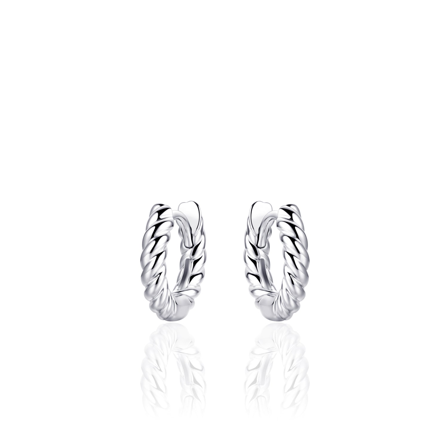Staple small twist huggie hoop earring. 925 Sterling Silver and 18ct Gold Plated.