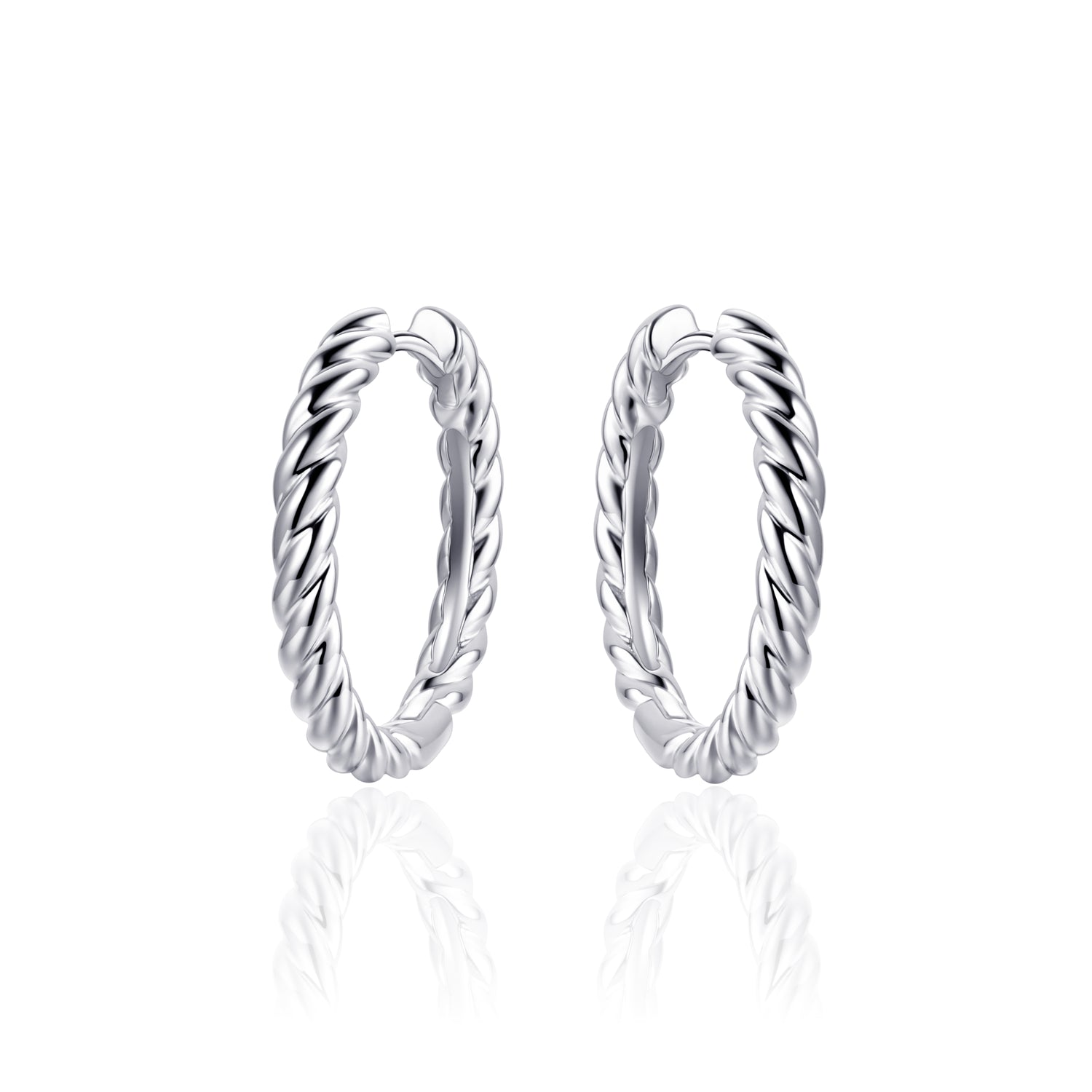 Large Twisted Hoop Huggie Style Earring. 925 Sterling Silver and 18ct Gold Plated. 