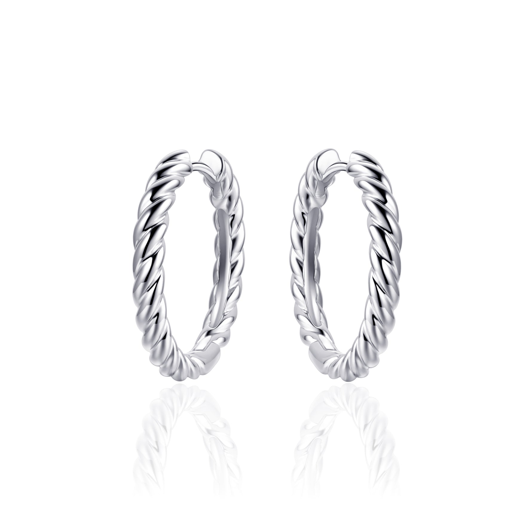 Large Twisted Hoop Huggie Style Earring. 925 Sterling Silver and 18ct Gold Plated. 