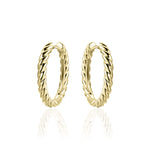 Large Twisted Hoop Huggie Style Earring. 925 Sterling Silver and 18ct Gold Plated.