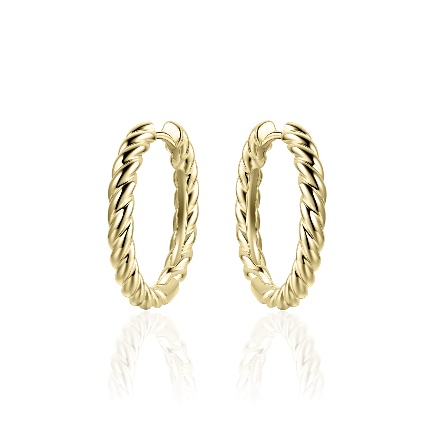 Large Twisted Hoop Huggie Style Earring. 925 Sterling Silver and 18ct Gold Plated.