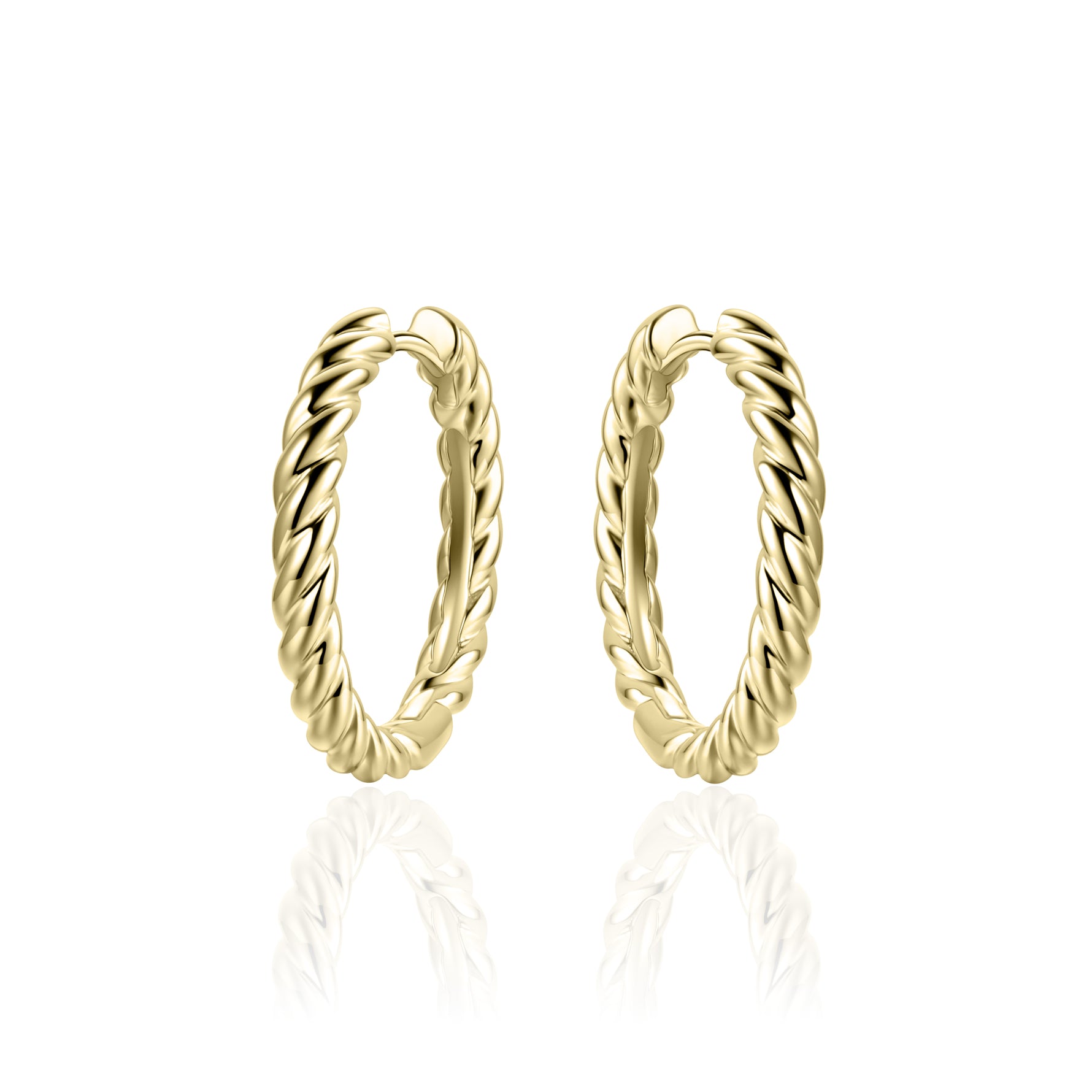 Large Twisted Hoop Huggie Style Earring. 925 Sterling Silver and 18ct Gold Plated.