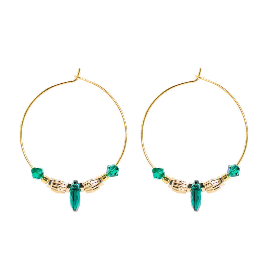 Amara Drop Hoops - Emerald