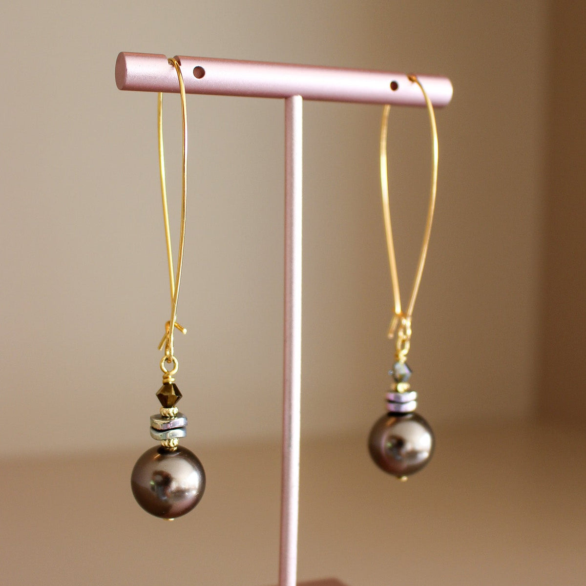 Nocturne Mocha Linear Earrings- Long