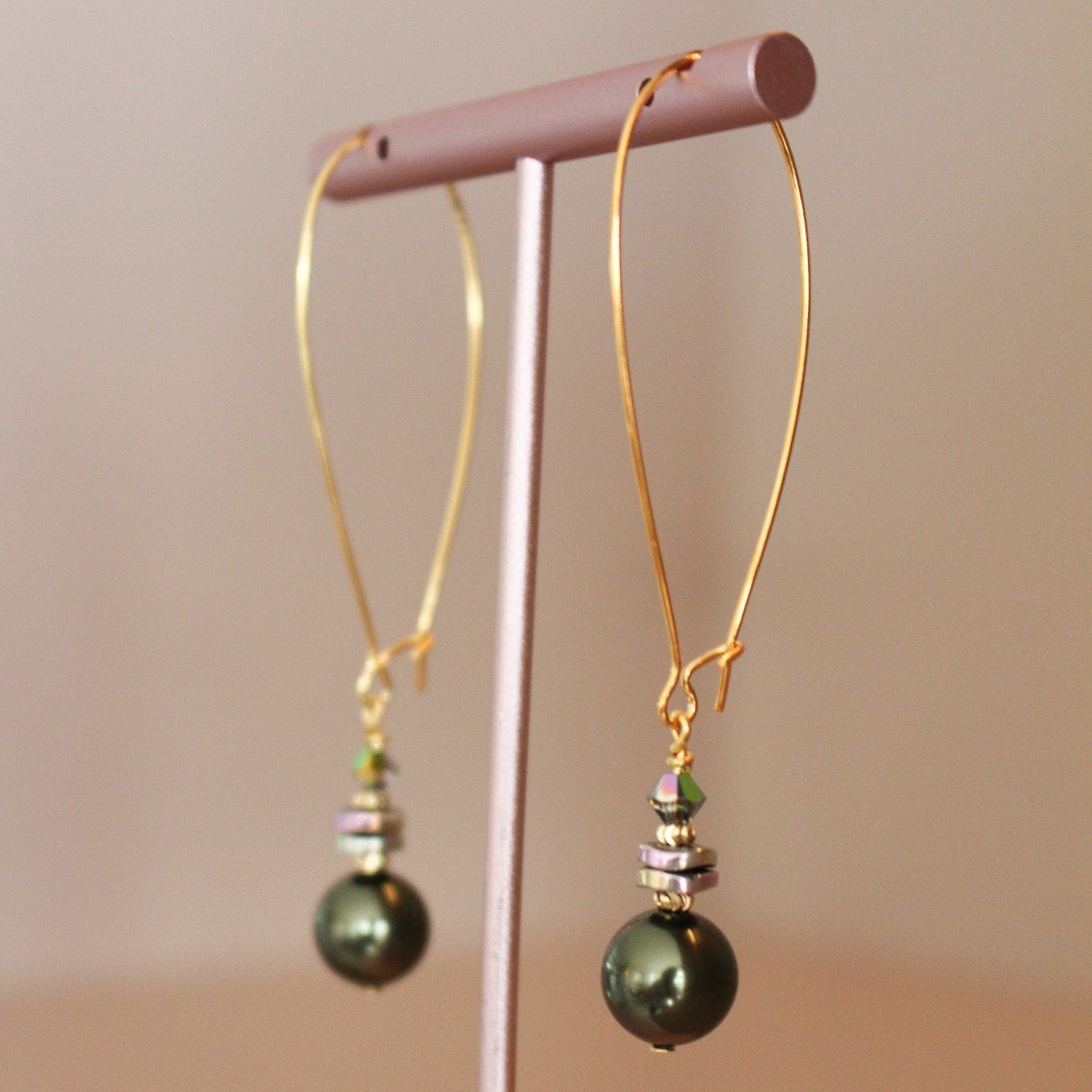 Nocturne Hunter Green Earrings- Long