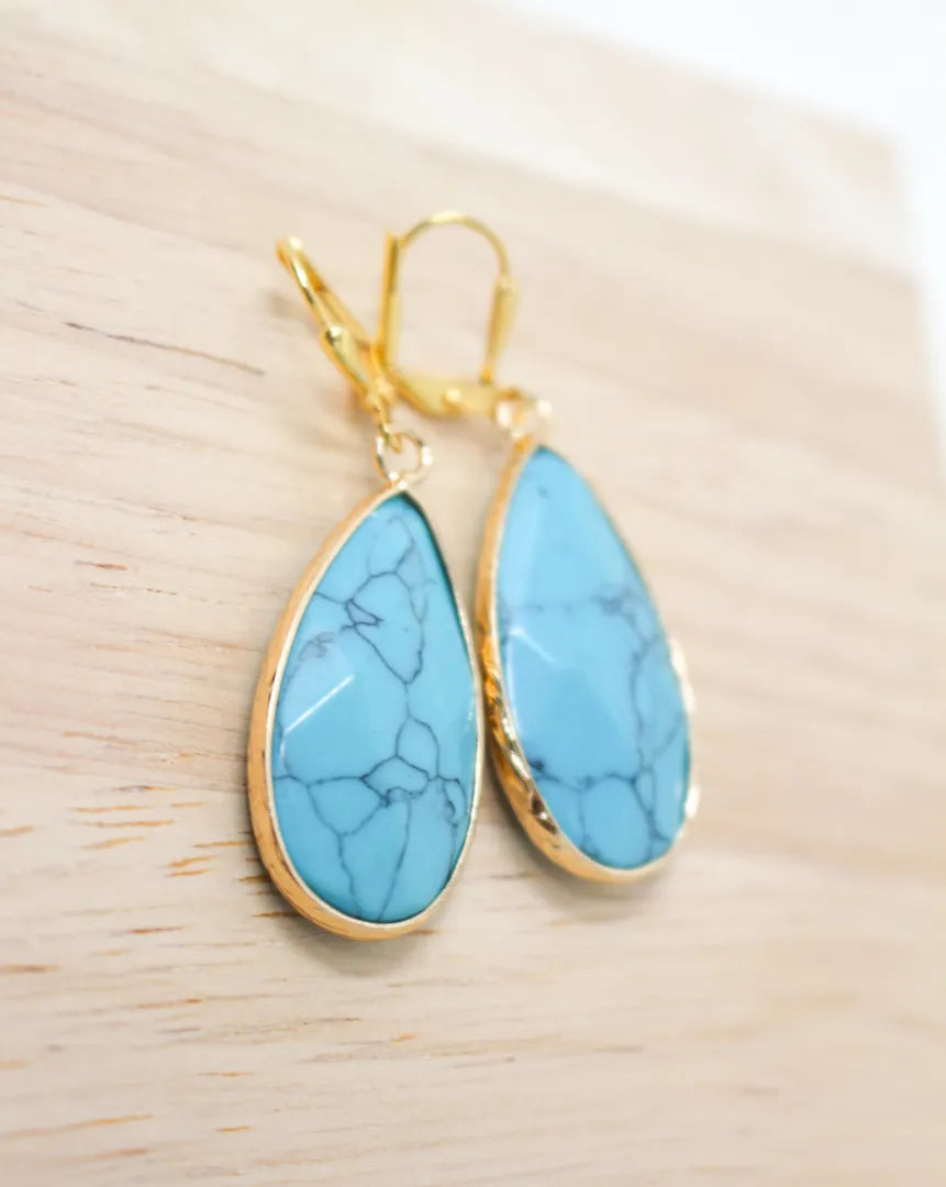 Turquoise Chalcedony Earrings Short