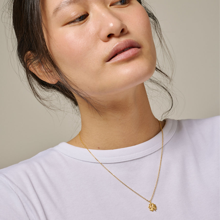 Organic Clover Necklace 18k Gold Plated Recycled Sterling Silver