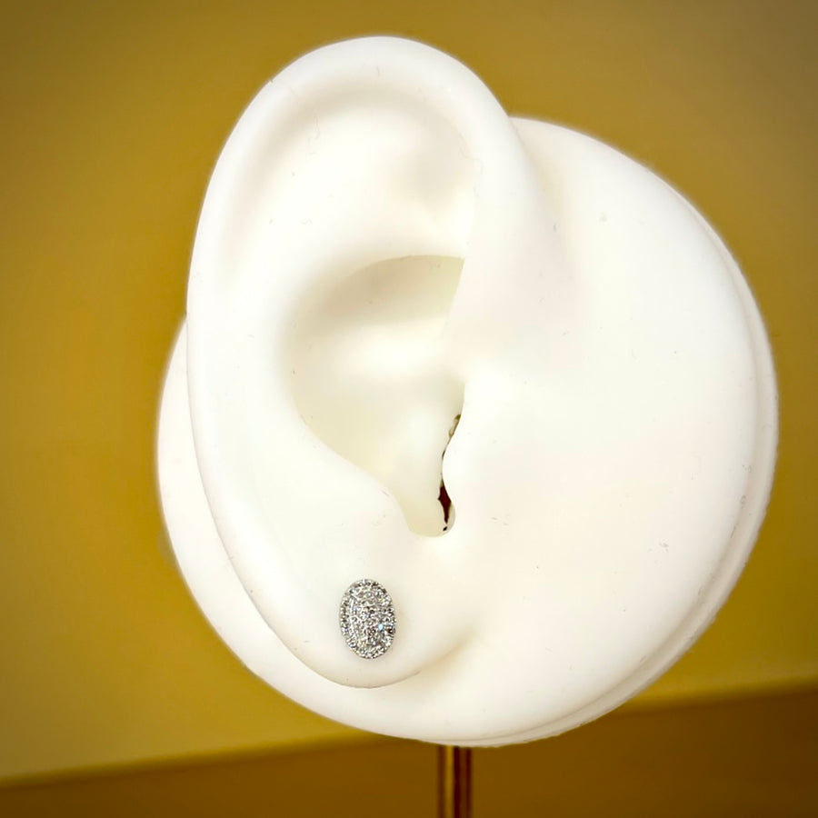 Diamond Oval Cluster Stud Earrings in 9ct White Gold