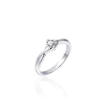 Curved Solitaire Sterling Silver Ring. 925 Sterling Silver. 