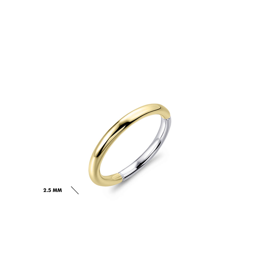 Simple Band Ring. 925 Sterling Silver and 18ct Yellow Gold