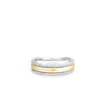 Shimmering Bold Band CZ Stone Ring. 925 Sterling Silver and 18ct Gold Plated
