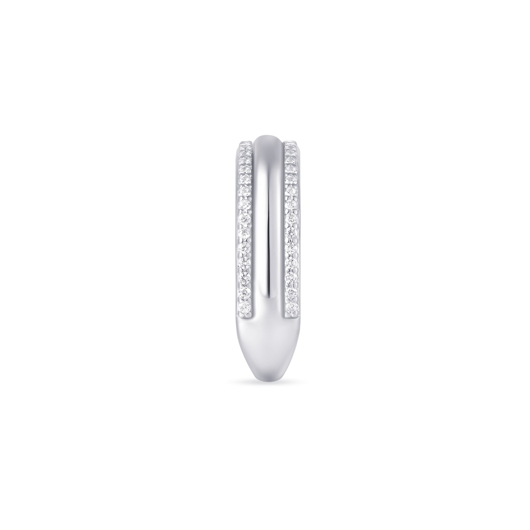Shimmering Bold Band CZ Stone Ring. 925 Sterling Silver