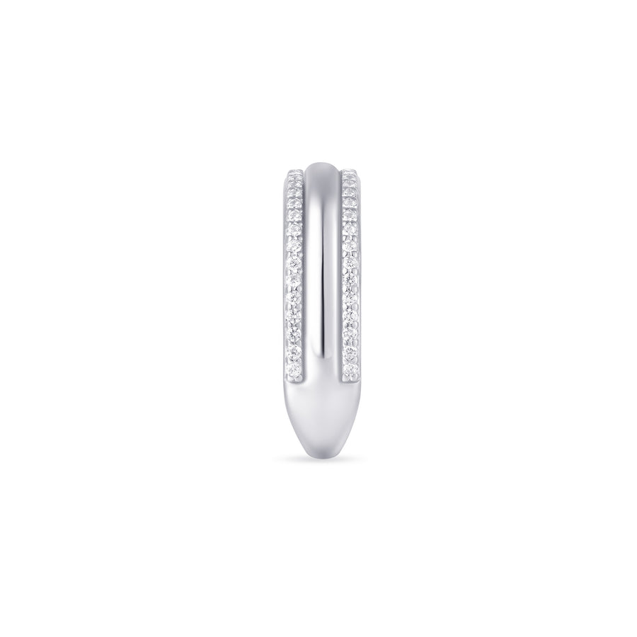 Shimmering Bold Band CZ Stone Ring. 925 Sterling Silver