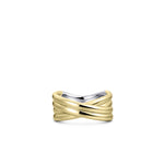 Maxi Crossover Bold Band Ring. 925 Sterling Silver and 18ct Gold Plated. 