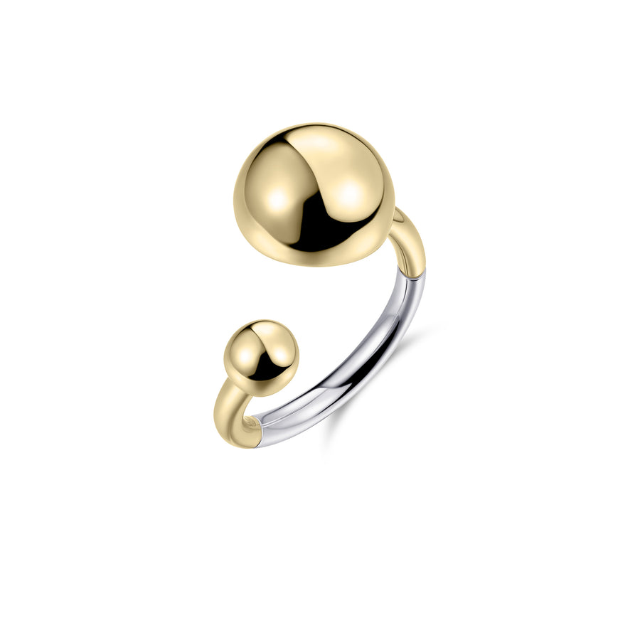 Open Bead Ring. Open Ring. Statement Ring. 925 Sterling Silver and 18ct Gold Plated