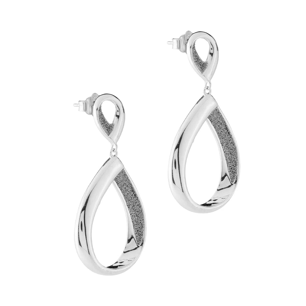 Jolie silver earrings with double drop in diamond dust
