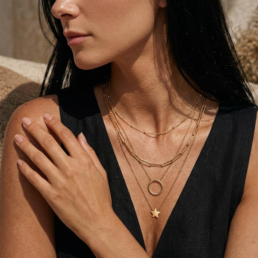 Simple Textured Chain 9ct Gold Necklace