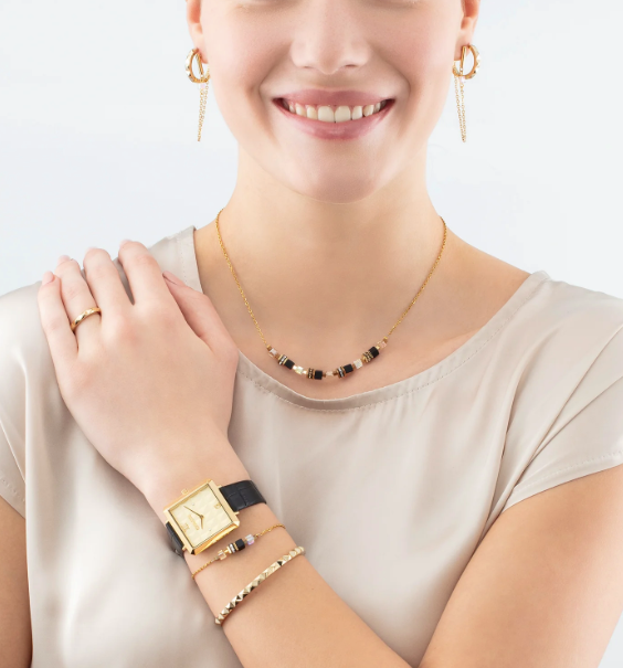 Watch Iconic Cube Spikes Gold Leather Black 7662711316