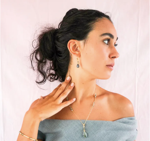Rhiannon Jade Drop Earrings - Short Hook