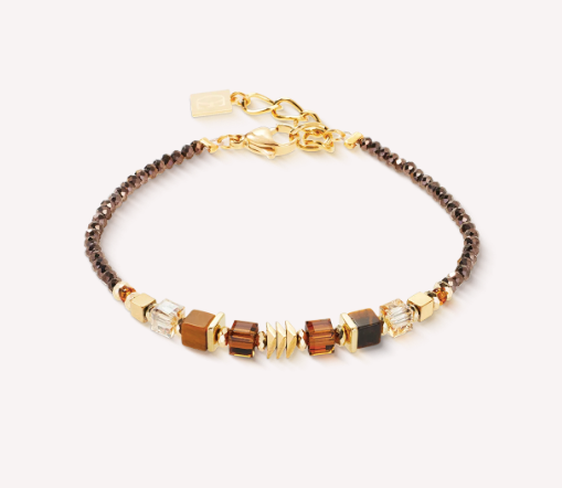 Bracelet Wave Cube Flow gold-brown