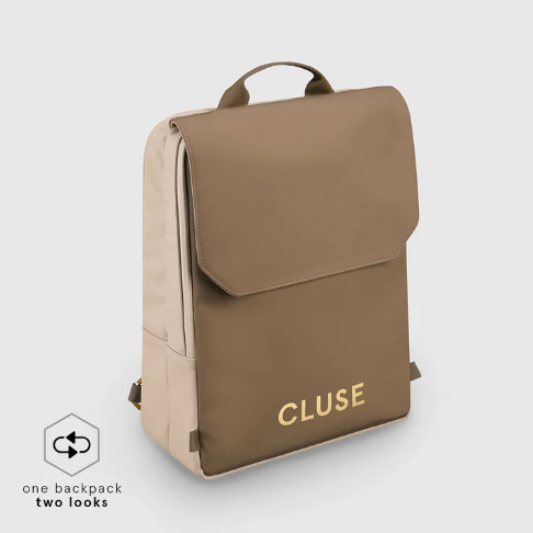 Cluse Le Réversible Backpack - Beige, Dark Brown, Gold Colour
