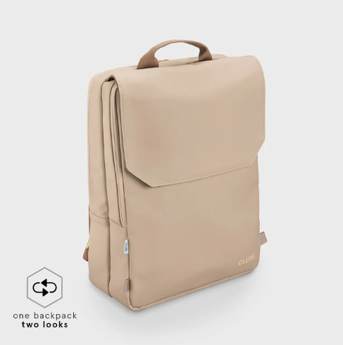 Cluse Le Réversible Backpack - Beige, Dark Brown, Gold Colour