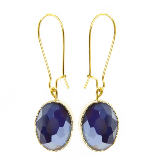 Brass Oval Looking Glass Earrings