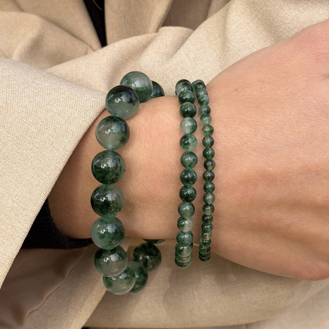 Chunky Green Moss Agate Bracelet