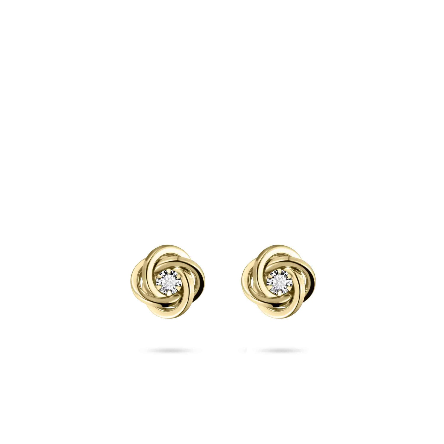 14k Gold Cz Knot Earrings